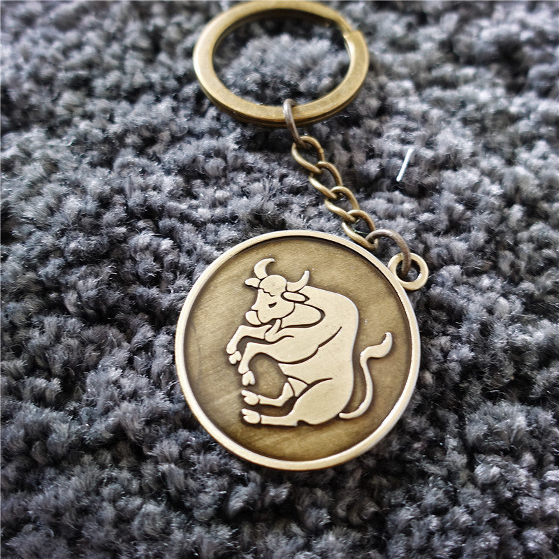 Wholesale 12 Constellations Retro Metal Keychains